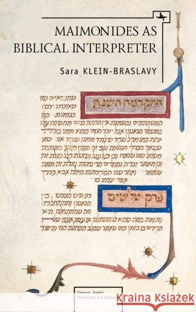 Maimonides as a Biblical Interpreter Klein-Braslavy, Sara 9781936235285 Academic Studies Press - książka