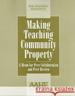 Making Teaching Community Property: A Menu for Peer Collaboration and Peer Review Pat Hutchings 9781563770319 Stylus Publishing (VA) - książka