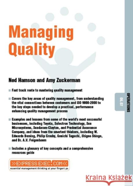 Managing Quality: Operations 06.07 Zuckerman, Amy 9781841122212 JOHN WILEY AND SONS LTD - książka