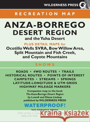 Map Anza-Borrego Desert Region Lowell Lindsay Diana Lindsay 9780899974019 Wilderness Press - książka