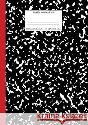 Marble Notebook A4: Black and Red Spine College Ruled Journal Young Dreamers Press 9781989790588 Young Dreamers Press - książka