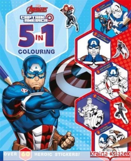 Marvel Avengers Captain America: 5 in 1 Colouring Marvel Entertainment International Ltd 9781837950102 Bonnier Books Ltd - książka