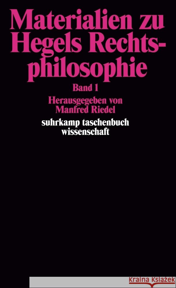Materialien zu Hegels Rechtsphilosophie  9783518276884 Suhrkamp Verlag - książka