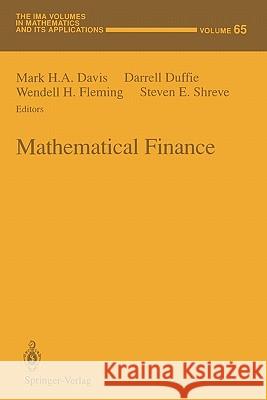 Mathematical Finance Mark H. a. Davis Darrell Duffie Wendell H. Fleming 9781441928450 Not Avail - książka