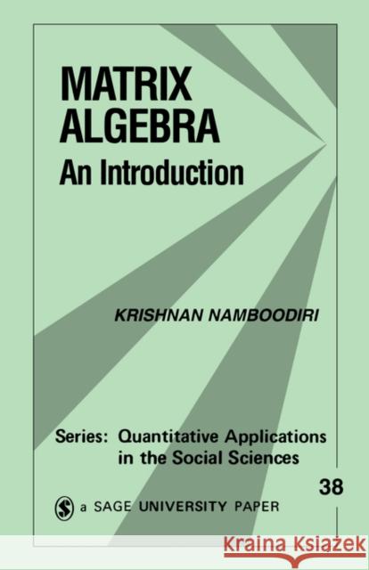 Matrix Algebra: An Introduction Namboodiri, Krishnan 9780803920521 Sage Publications - książka