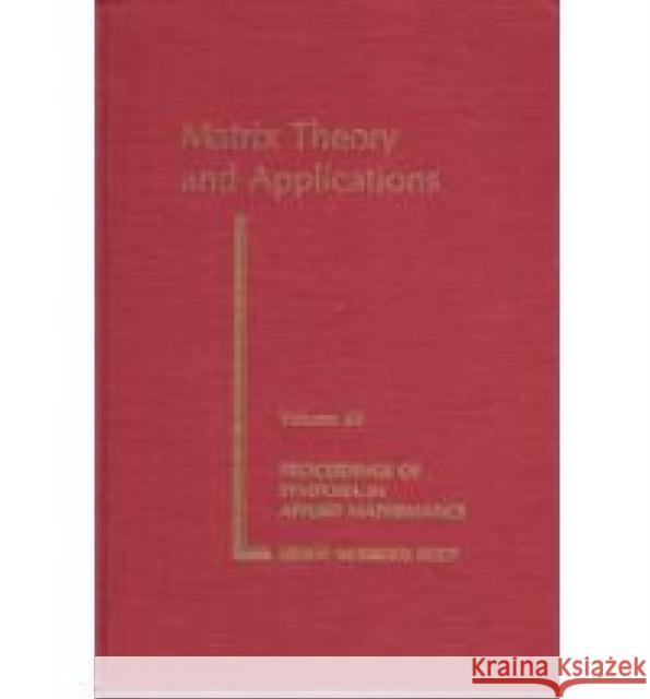 Matrix Theory And Applications  9780821801543 AMERICAN MATHEMATICAL SOCIETY - książka