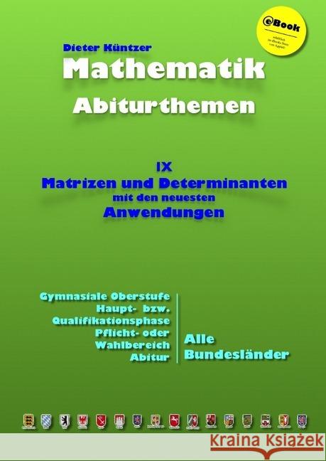 Matrizen und Determinanten : Abiturthemen Küntzer, Dieter 9783746748153 epubli - książka