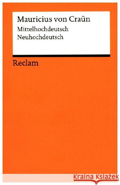 Mauricius von Craun : Mittelhochdtsch.-Neuhochdtsch. Schröder, Edward Klein, Dorothea  9783150087961 Reclam, Ditzingen - książka