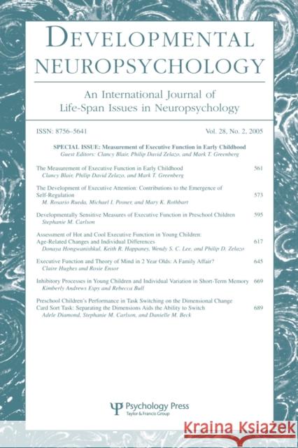 Measurement of Executive Function in Early Childhood: A Special Issue of Developmental Neuropsychology Blair, Clancy 9780805894202 Lawrence Erlbaum Associates - książka