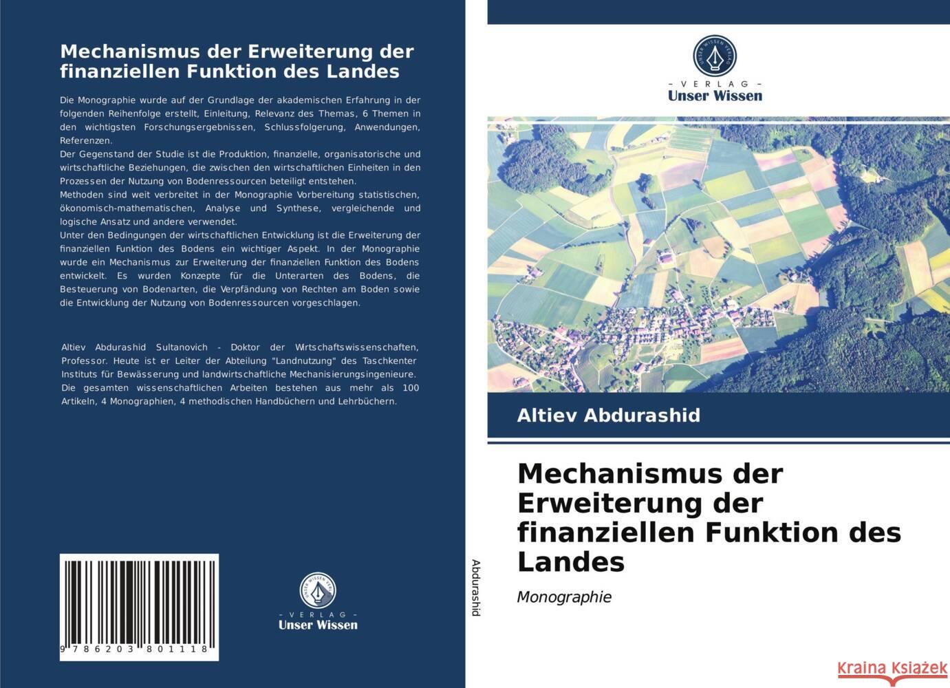 Mechanismus der Erweiterung der finanziellen Funktion des Landes Abdurashid, Altiev 9786203801118 Verlag Unser Wissen - książka