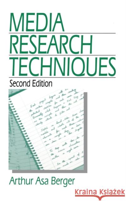 Media Research Techniques Arthur Asa Berger 9780761915362 Sage Publications - książka