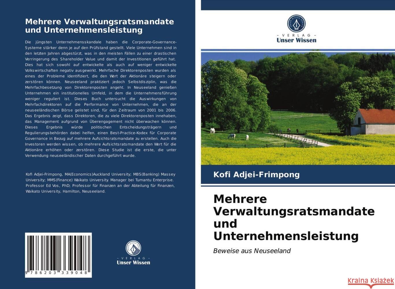 Mehrere Verwaltungsratsmandate und Unternehmensleistung Adjei-Frimpong, Kofi 9786203339048 Verlag Unser Wissen - książka