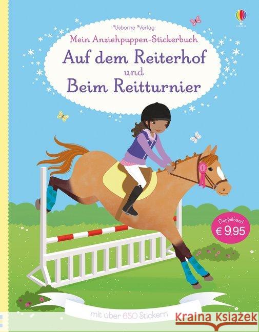 Mein Anziehpuppen-Stickerbuch: Auf dem Reiterhof und Beim Reitturnier Bowman, Lucy 9781789412703 Usborne Verlag - książka