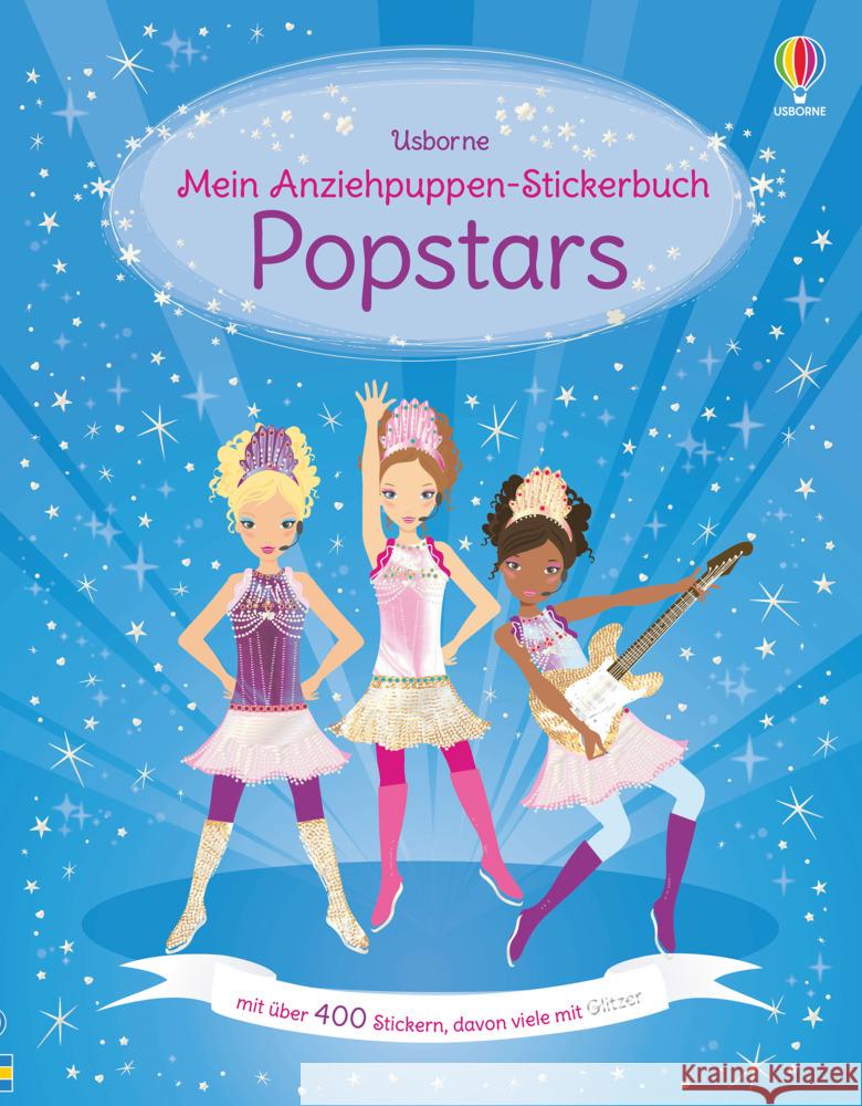 Mein Anziehpuppen-Stickerbuch: Popstars Bowman, Lucy 9781789416640 Usborne Verlag - książka