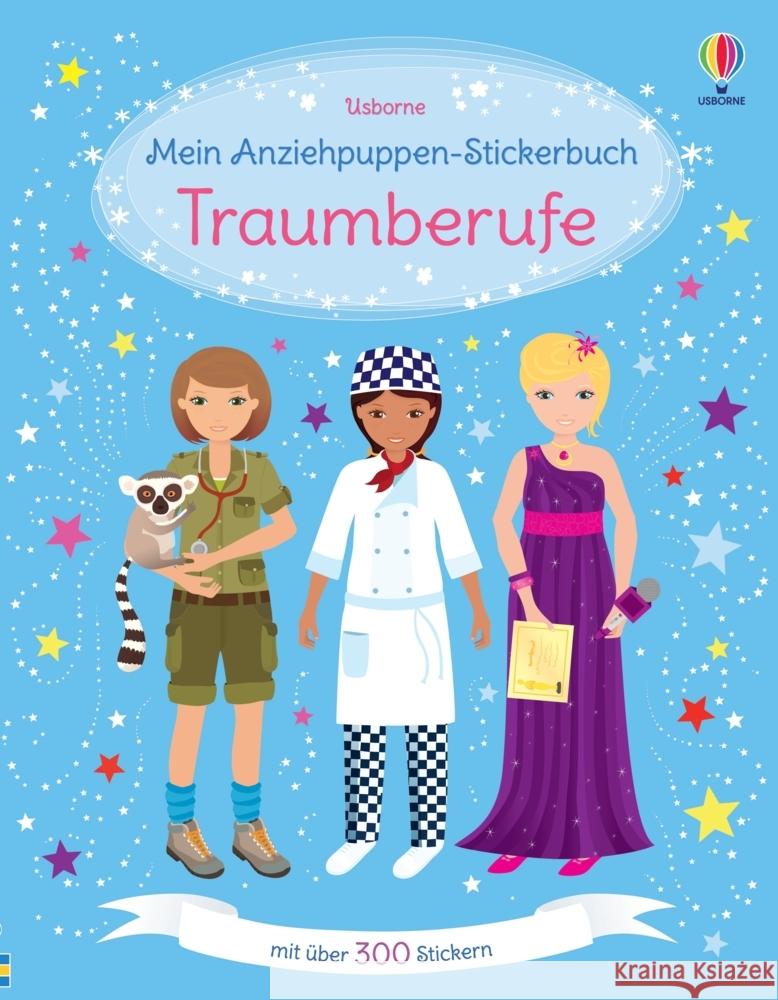 Mein Anziehpuppen-Stickerbuch: Traumberufe Bone, Emily 9781035700837 Usborne Verlag - książka