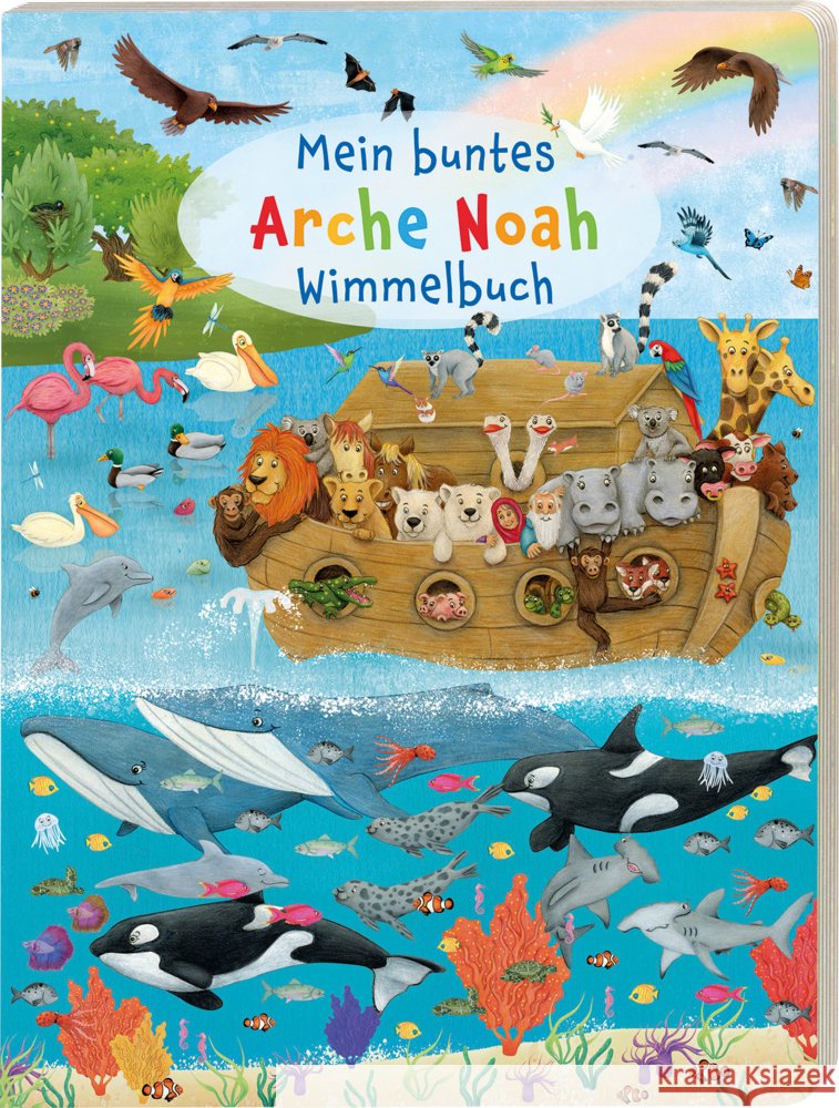 Mein buntes Arche Noah Wimmelbuch Lörks, Vera 9783438045973 Deutsche Bibelgesellschaft - książka