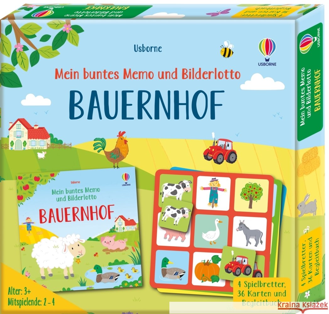Mein buntes Memo und Bilderlotto: Bauernhof  9781035703791 Usborne Verlag - książka