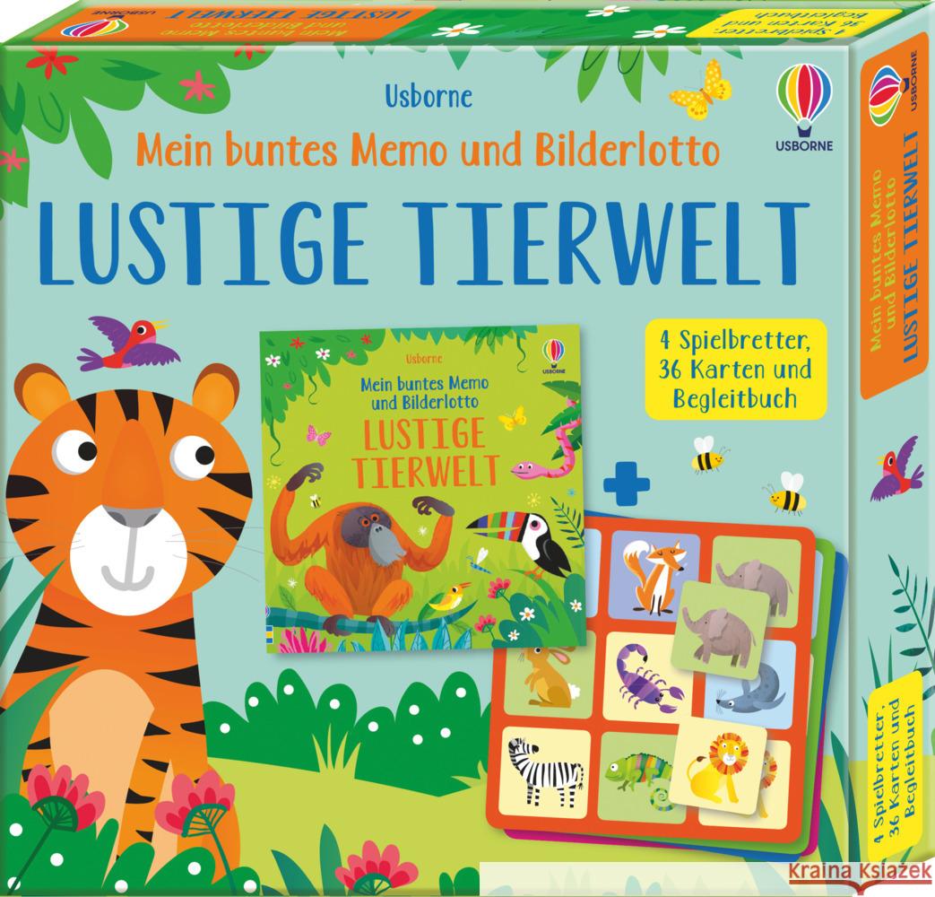 Mein buntes Memo und Bilderlotto: Lustige Tierwelt Nolan, Kate 9781789416503 Usborne Verlag - książka