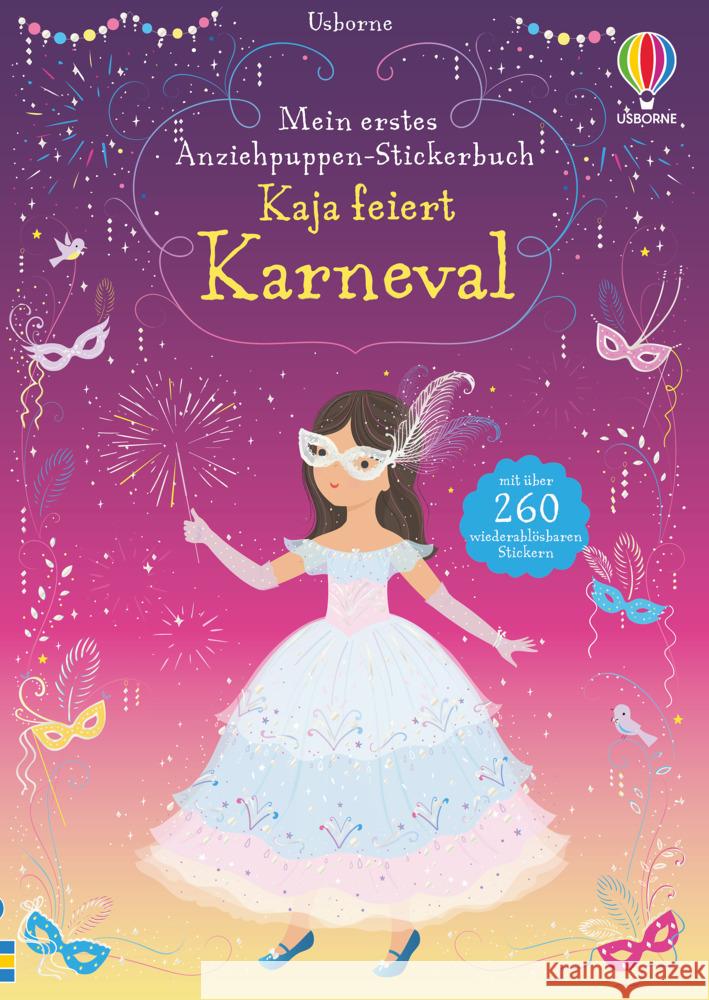 Mein erstes Anziehpuppen-Stickerbuch: Kaja feiert Karneval Watt, Fiona 9781789416473 Usborne Verlag - książka