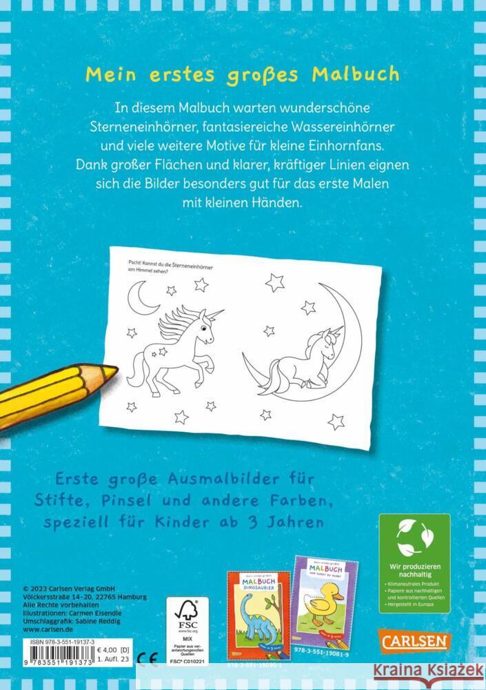 Mein erstes großes Malbuch: Einhörner  9783551191373 Carlsen - książka