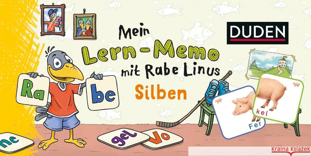 Mein Lern-Memo mit Rabe Linus - Silben (Kinderspiel) Raab, Dorothee 9783411727902 Duden - książka