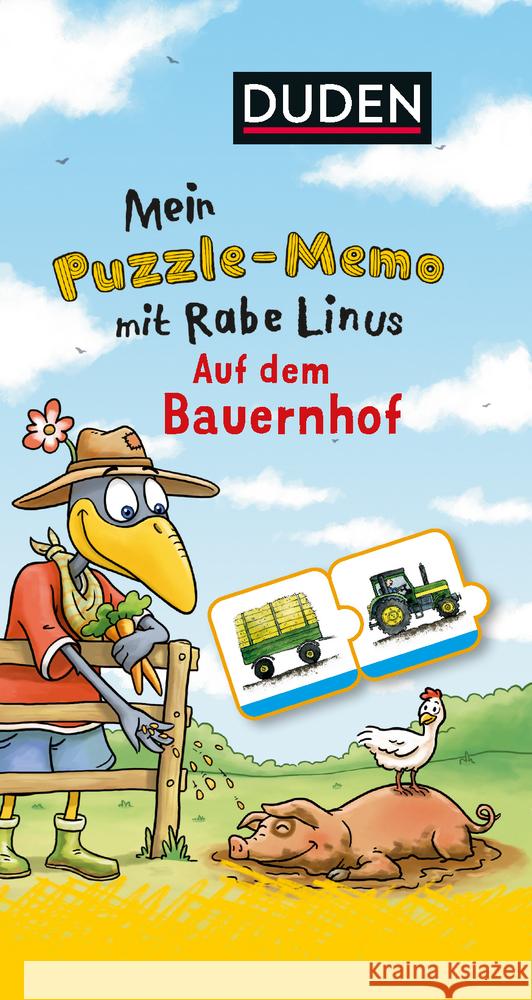 Mein Puzzlememo mit Rabe Linus - Auf dem Bauernhof (Kinderspiel) Raab, Dorothee 9783411727988 Duden - książka