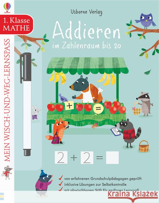 Mein Wisch-und-weg-Lernspaß: Addieren im Zahlenraum bis 20 : 1. Klasse Mathe. Mit abwischbarem Stift Bathie, Holly 9781782327813 Usborne Verlag - książka