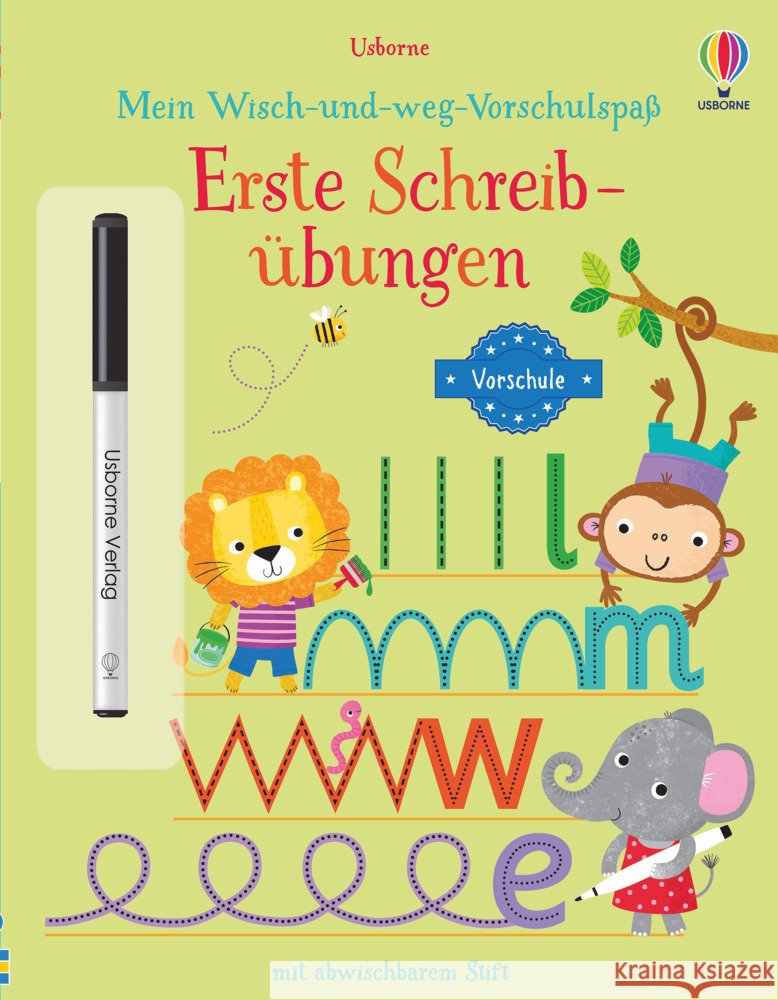 Mein Wisch-und-weg-Vorschulspaß: Erste Schreibübungen Greenwell, Jessica 9781789415339 Usborne Verlag - książka