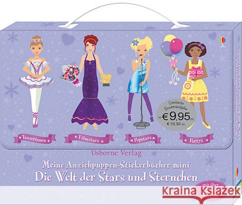 Meine Anziehpuppen-Stickerbücher mini: Die Welt der Stars und Sternchen  9781782325895 Usborne Verlag - książka