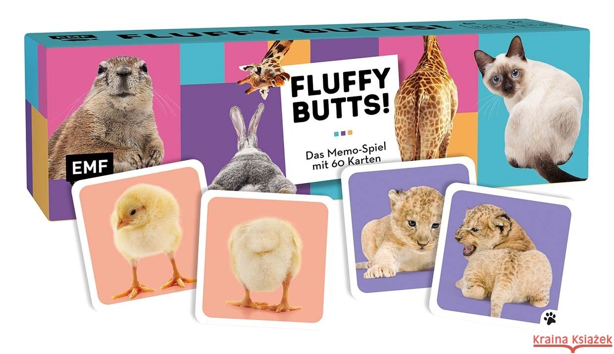 Memo-Spiel: Fluffy Butts - Finde den passenden Po zum Kopf! Arendt, Katharina, Berger, Nicola 4260478343368 Edition Michael Fischer - książka