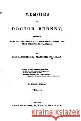 Memoirs of Doctor Burney - Vol. III Frances Burney 9781523871995 Createspace Independent Publishing Platform - książka