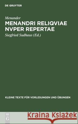 Menandri reliqviae nvper repertae Menander 9783111000510 Walter de Gruyter - książka