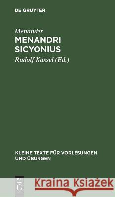 Menandri Sicyonius Menander 9783110013214 De Gruyter - książka