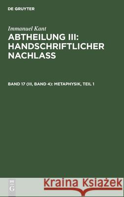 Metaphysik, Teil 1 No Contributor 9783112363416 De Gruyter - książka