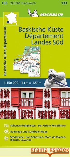 Michelin Karte Baskische Küste - Das Departement Landes Süd : Straßen- und Tourismuskarte 1:150.000  9782067227934 Travel House Media - książka