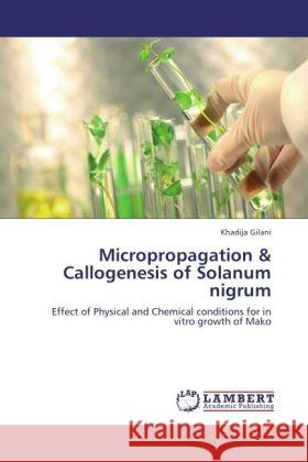 Micropropagation & Callogenesis of Solanum nigrum Gilani, Khadija 9783847372295 LAP Lambert Academic Publishing - książka