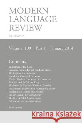 Modern Language Review (109: 1) January 2014 Connon, D. F. 9781781881040 Modern Humanities Research Association - książka