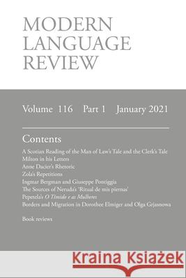 Modern Language Review (116: 1) January 2021 Derek F. Connon 9781781889961 Modern Humanities Research Association - książka