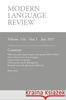 Modern Language Review (116: 3) July 2021 Derek Connon 9781781889985 Modern Humanities Research Association - książka