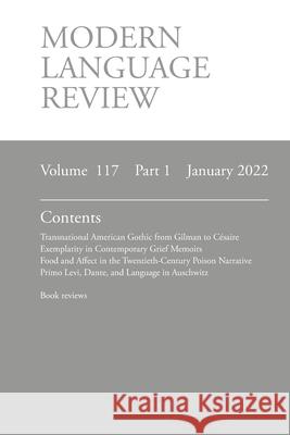 Modern Language Review (117: 1) January 2022 Derek Connon 9781839541278 Modern Humanities Research Association - książka