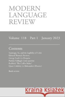 Modern Language Review (118: 1) January 2023 Lucy O'Meara 9781839542565 Modern Humanities Research Association - książka