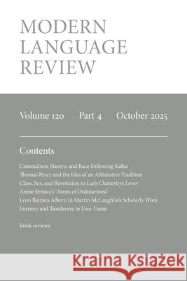 Modern Language Review (120.4) October 2025 Duncan Wheeler 9781839547072 Modern Humanities Research Association - książka