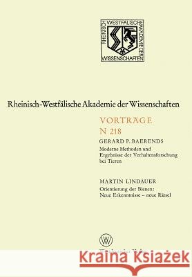 Moderne Methoden Und Ergebnisse Der Verhaltensforschung Bei Tieren. Orientierung Der Bienen: Neue Erkenntnisse -- Neue Rätsel: 200. Sitzung Am 6. Okto Baerends, Gerard P. 9783531082189 Vs Verlag Fur Sozialwissenschaften - książka