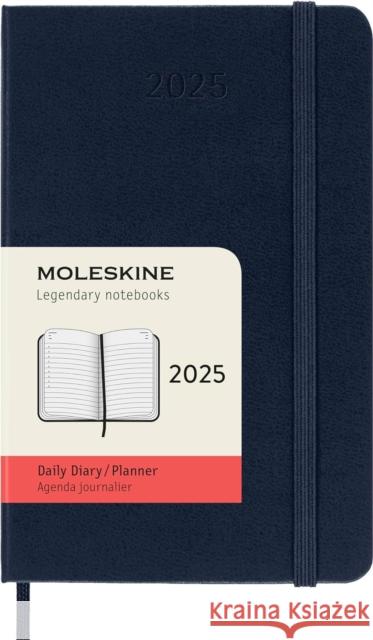 Moleskine 2025 12-Month Daily Pocket Hardcover Notebook: Sapphire Blue Moleskine 8056999270186 Moleskine - książka