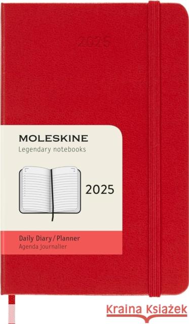 Moleskine 2025 12-Month Daily Pocket Hardcover Notebook: Scarlet Red Moleskine 8056999270209 Moleskine - książka