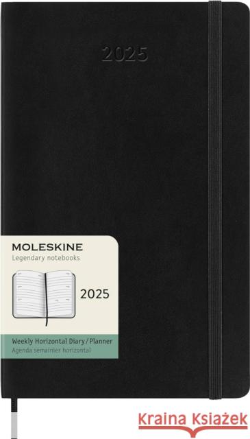 Moleskine 2025 12-Month Weekly Horizontal Large Softcover Notebook: Black Moleskine 8056999270469 Moleskine - książka