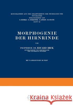 Morphogenie Der Hirnrinde Eduard Beck 9783642988509 Springer - książka