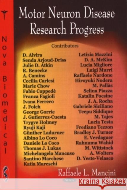Motor Neuron Disease Research Progress Raffaele L Mancini 9781604561555 Nova Science Publishers Inc - książka