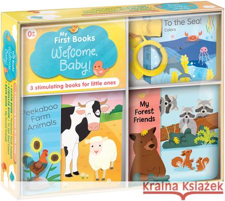 My First Books: Welcome, Baby!: Three Stimulating Books in One Box: Bath Book, Cloth Book, Stroller Book Carine Laforest Annie Sechao 9782898023705 Crackboom! Books - książka
