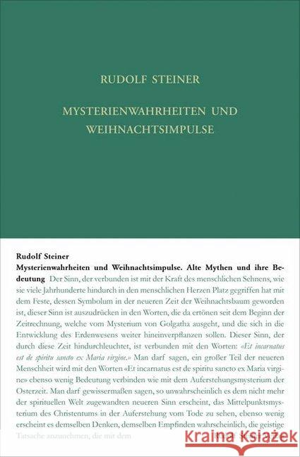 Mysterienwahrheiten und Weihnachtsimpulse : Alte Mythen und ihre Bedeutung. 16 Vorträge, Basel/Dornach 1917/1918 Steiner, Rudolf 9783727418013 Rudolf Steiner Verlag - książka